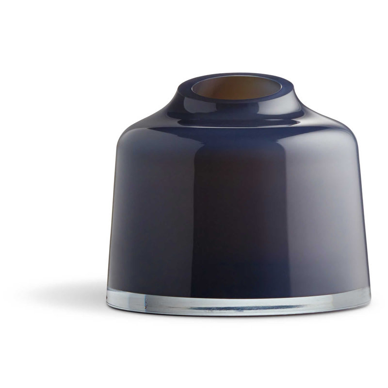 Variant Handmade Handblown Glass Table Vase, Midnight Blue, 7" H x 8" W x 8" D