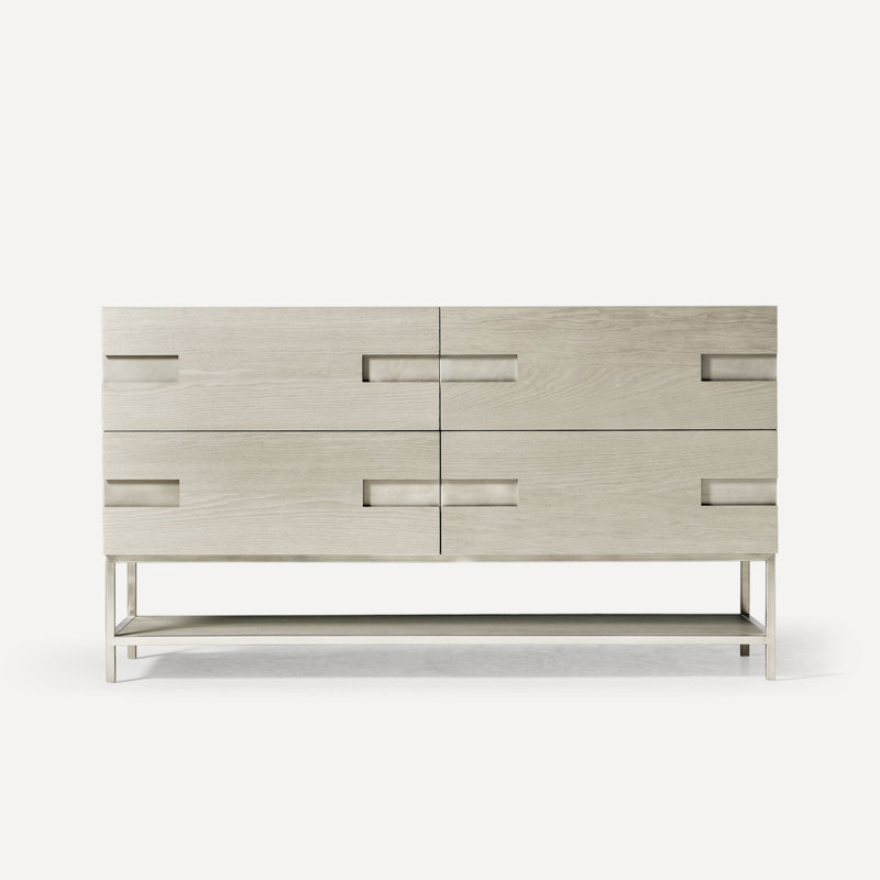 Dessus de meuble-lavabo en pierre de quartz, Gris naturel / étain brossé