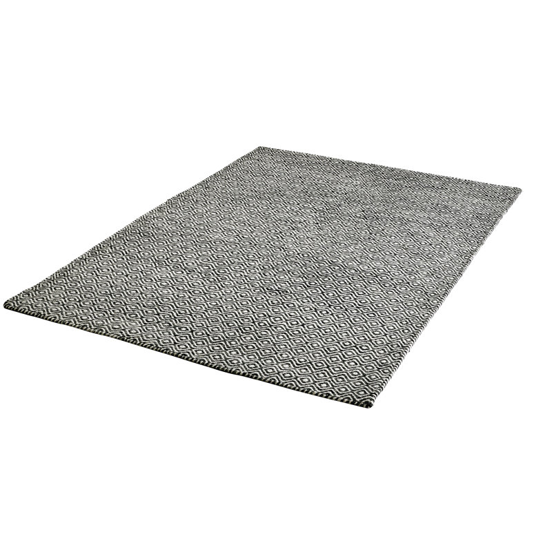 Jaipur Geometric Wool Hand Woven Area Rug, Rectangular 200 x 290cm, Graphite