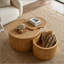 Ensemble de tables basses gigognes avec rangement en rotin et style rétro