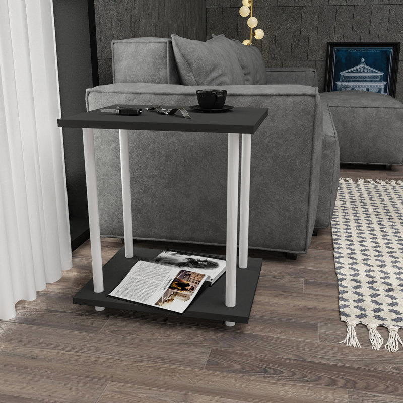 End Table, Anthracite, White