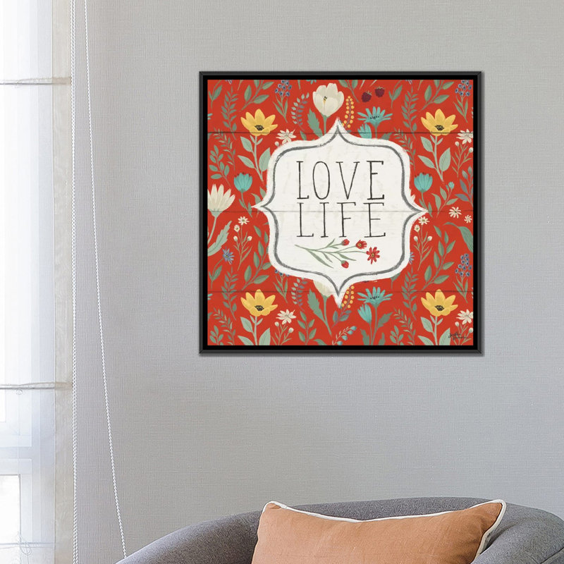 « fleuriing pensées v », impression sur toile, H 18 po x l 18 po x P 1,5 po, Toile avec cadre noir, Pas de tapis