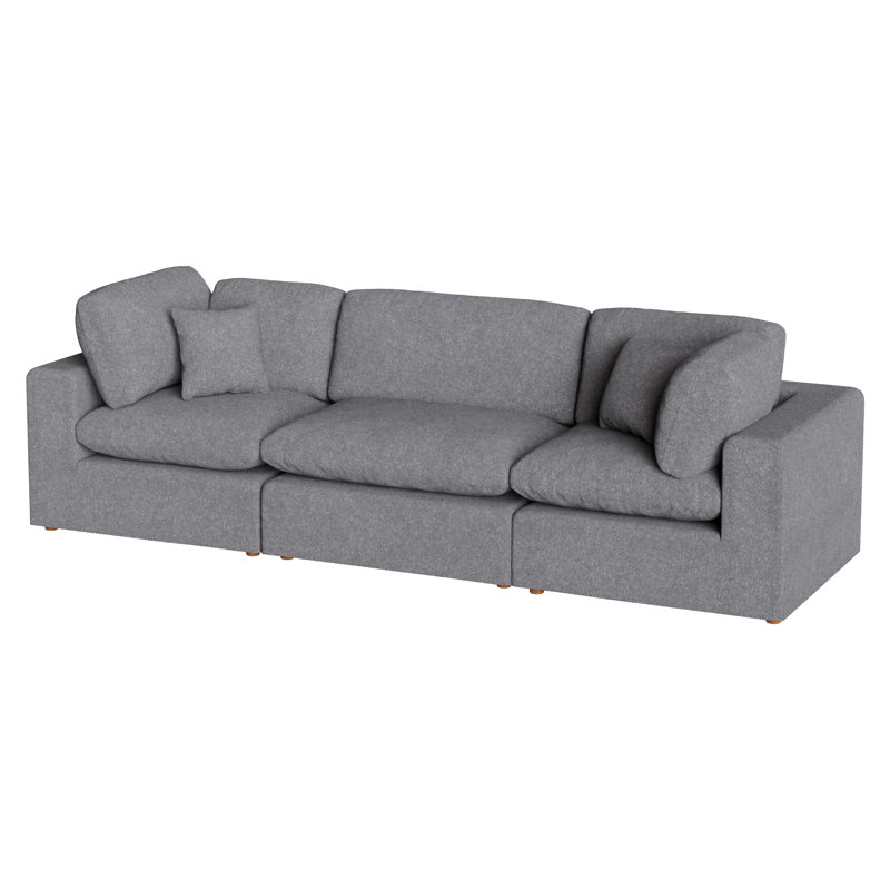 Canapé modulaire rembourré 3 pièces Jossa, Gris chenille