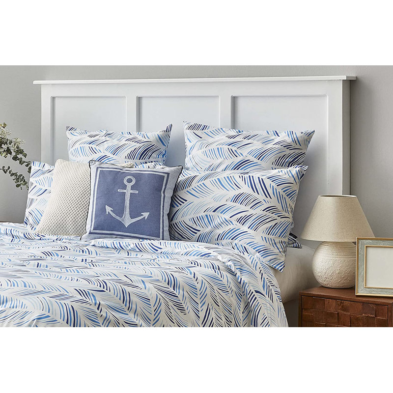 Nautica Wave 100% Turkish Cotton Down Duvet Cover Set, Blue White, King