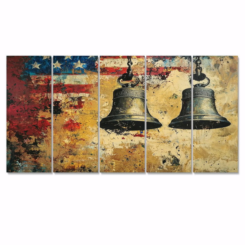 «Lakeyta Flag - USA Patriotist Wall Art», ensemble de 5 décorations murales modernes, H 28 po x l 60 po