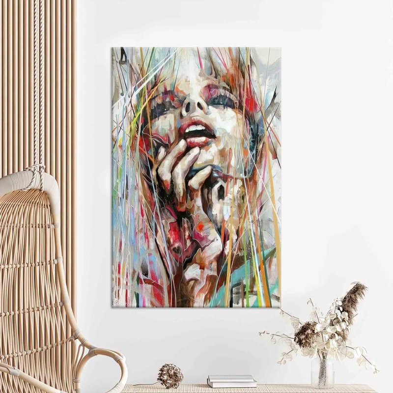 Modern Woman Portrait Painting Print On Large Canvas Wall Art Ideal Gift, Framed Wrapped Canvas, Does Not Apply