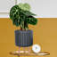 Modern Ribbed Cylinder Round Planter with Feet-2118313555-2118313558