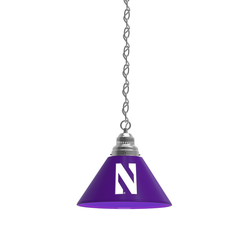 1 - Light Single Pendant, Chrome, Northwestern Wildcats