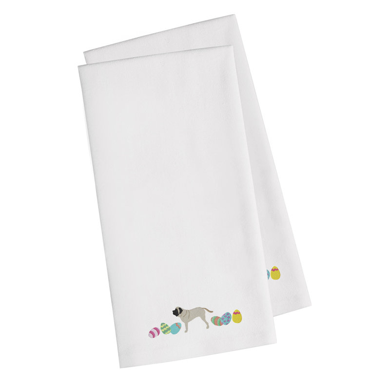 Cotton Embroidered Tea Towel Kitchen Towel, White, 28" H x 19" W x 0.1" D
