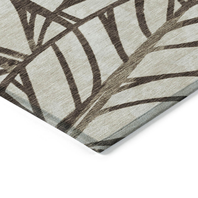 Tapis beige lavable 10 pi x 14 pi intérieur / extérieur floral