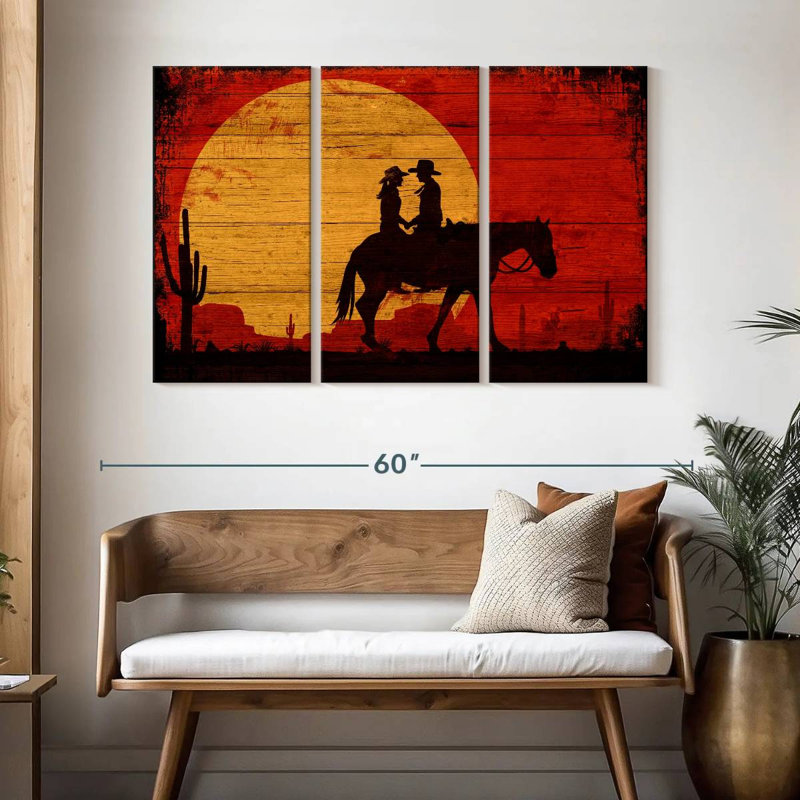 Lelar Wooden Cowboy Romance, 32" H x 50" W