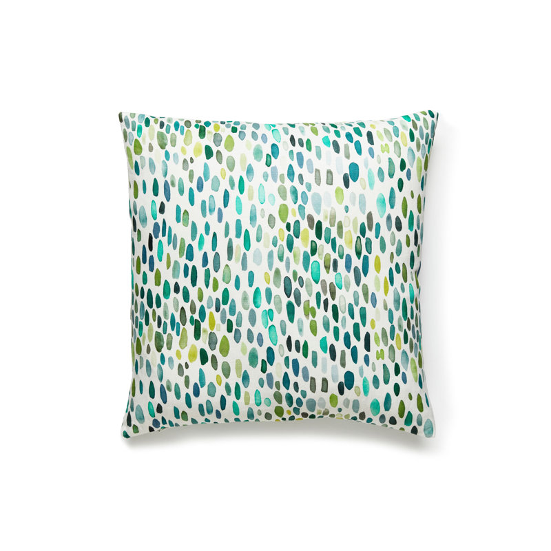 Jamboree Appliqued Linen Throw Pillow, Grasshopper