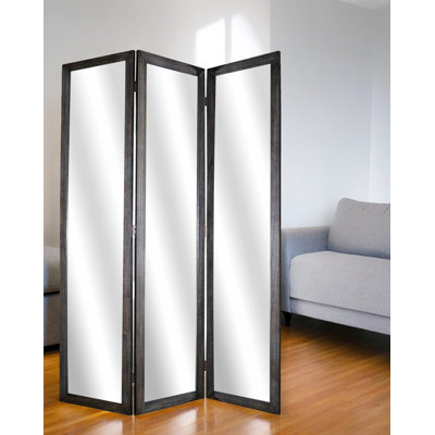 50 X 69 Gray Glass & Wood Mirror Screen 50 X 69 Gray Glass & Wood Mirror Screen
