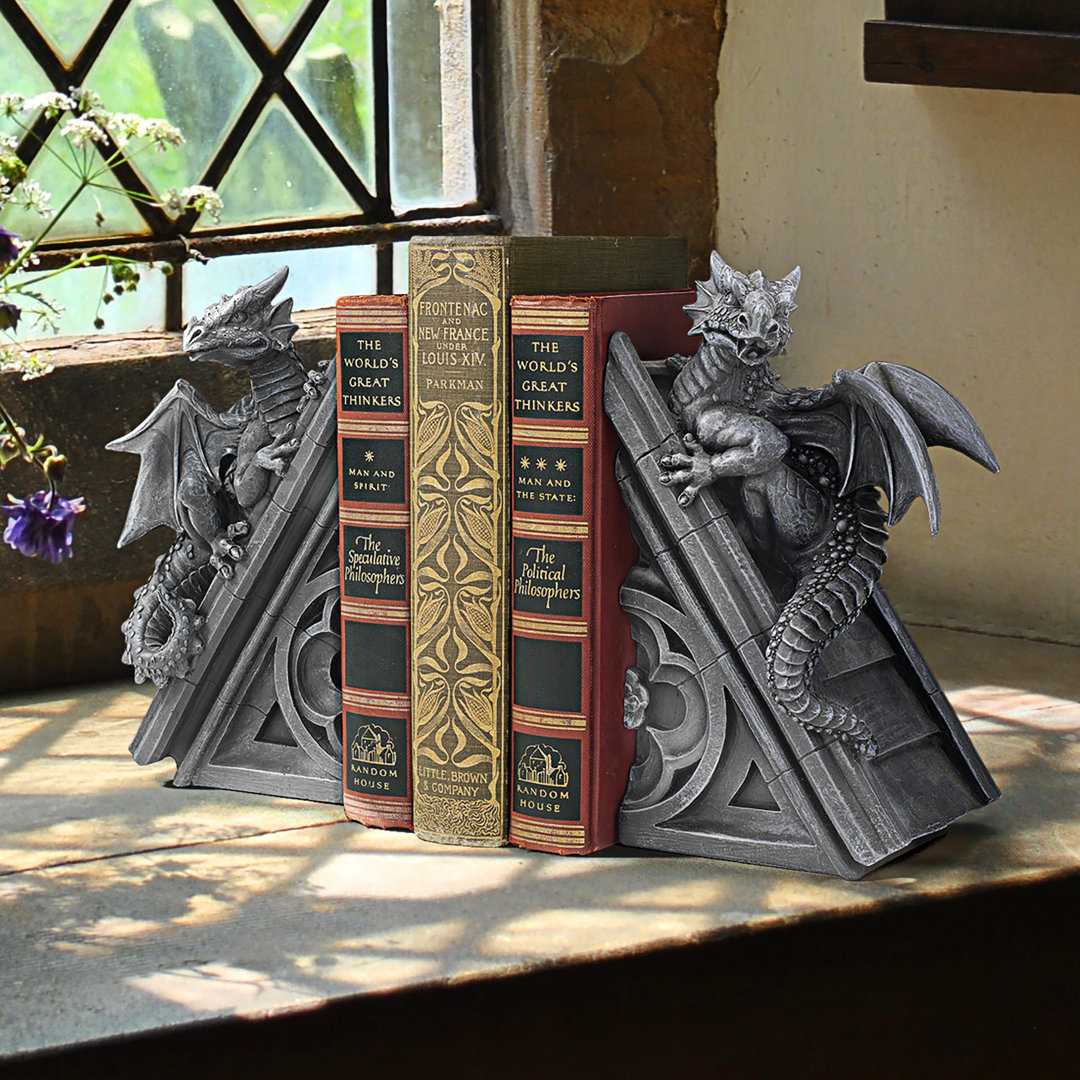 Gothic Castle Dragons Sculptural Bookends (Set of 2) Design Toscano