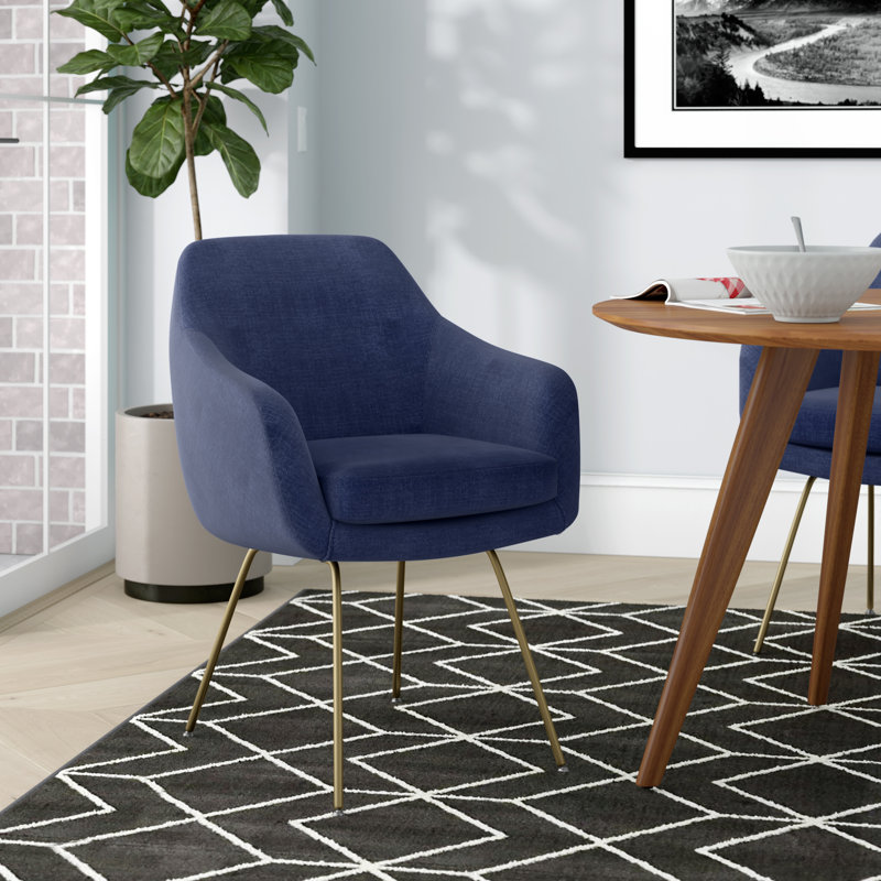 Kaif 21'' H Upholstered Armchair, Dark Blue, Gold