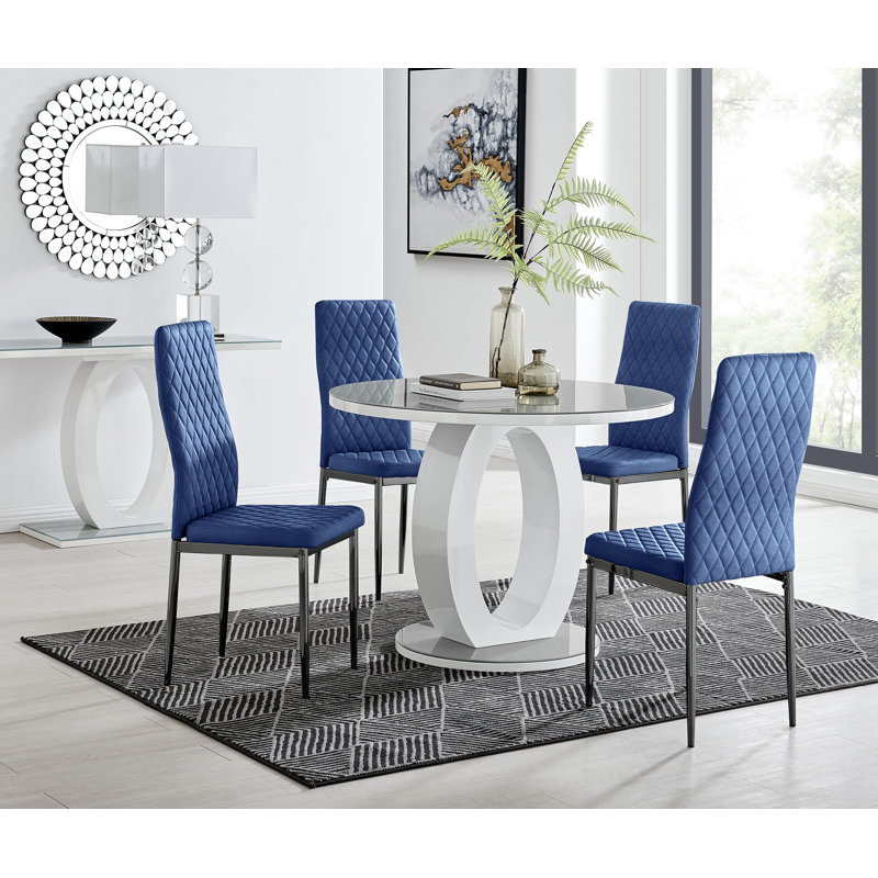 Bekircan 4 - Person Dining Set, Navy