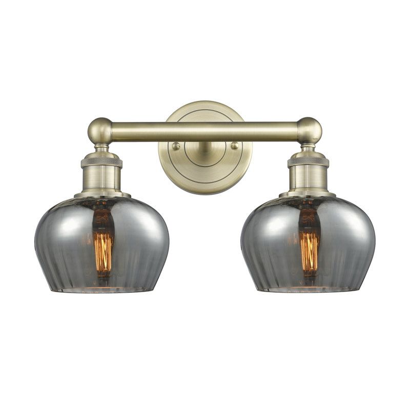 Éclairage pour meuble-lavabo à 2 lumières, Laiton antique, Plaqué couleur fumée