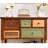 Fienley Vintage 5-Drawers Brown Console Table With Artistic Mixed-Color,Open Storage Shelf