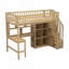 Lit superposé en bois de pin robuste avec éclairage à DEL en forme de L et beaucoup de rangement pour les chambres à coucher modernes-819369764