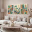 Ensemble de 3 tableaux sur toile à motif de feuilles tropicales et de toucans-1074667710