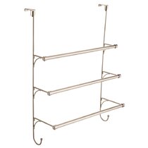 Mosuch Stainless Steel Over Door Towel Rack Bar Holders for Universal Fit  on Over Cabinet Cupboard Doors 2 Pack (Sliver)