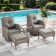 Keywest 2 - Person Outdoor Seating Group PE Wicker Swivel Glider With Ottomans With Cushions With Side Table