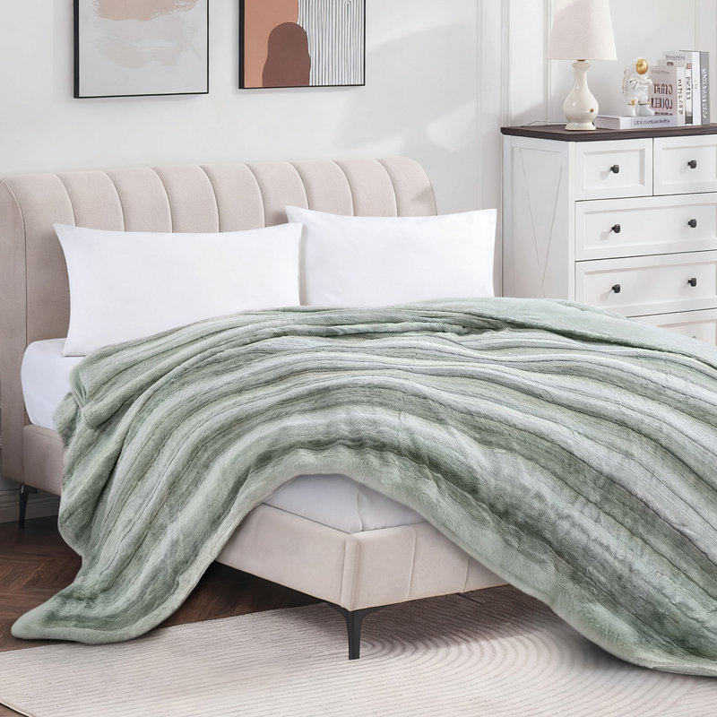 Couverture en fourrure Esca Luxury, Très grand lit, Vert