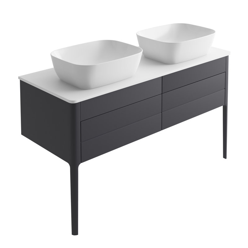 Senah 120cm Double Bathroom Vanity Base Only, Deep Grey