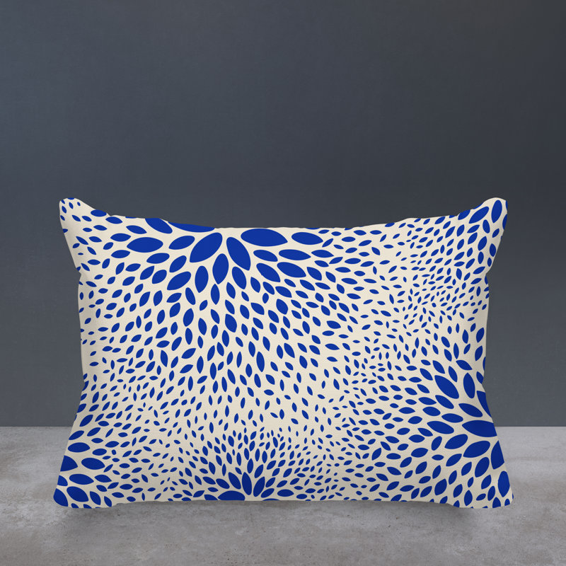 Housse et insert de coussin rectangulaire intérieur / extérieur en polyester filé Bavière, Bleu marine / crème