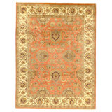 Hand Knotted Wool Oriental Area Rug in Rust And Cream