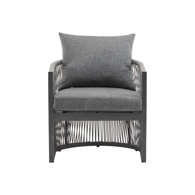 Méridienne moderne en aluminium courbé gris avec un design élégant pour la détente en plein air, Grey Cushion/Grey Frame