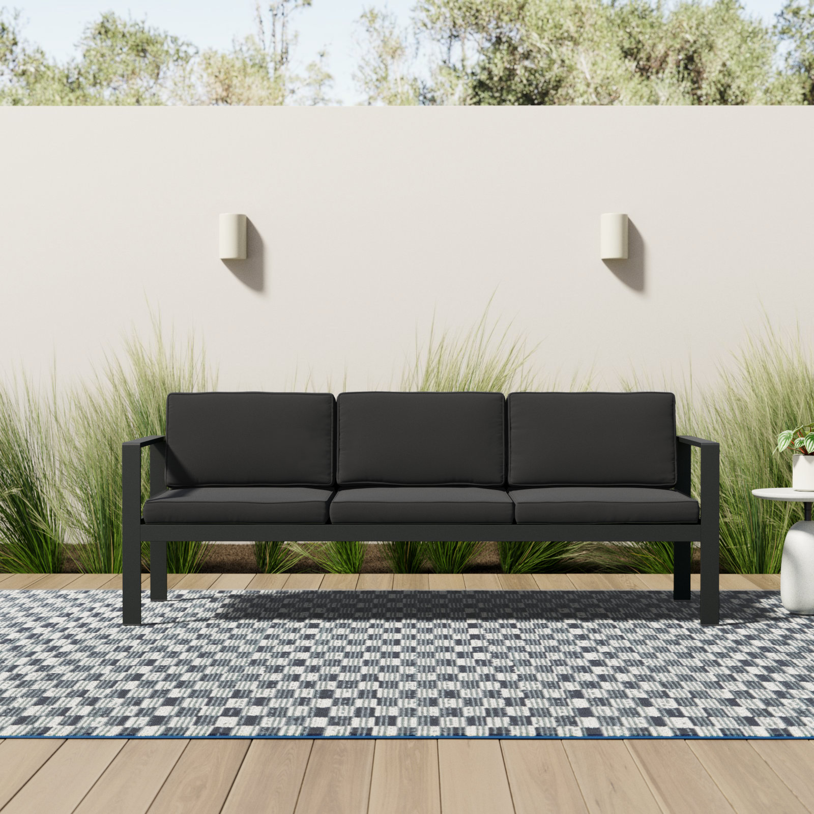 Karen 79" Patio Sofa, Black