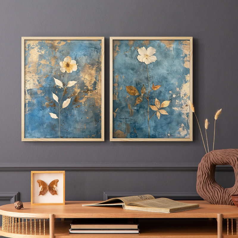 FLORAL Series XLIII - reproduction encadrée de qualité supérieure - prête à être accrochée - aucun clou requis - aucun clou requis