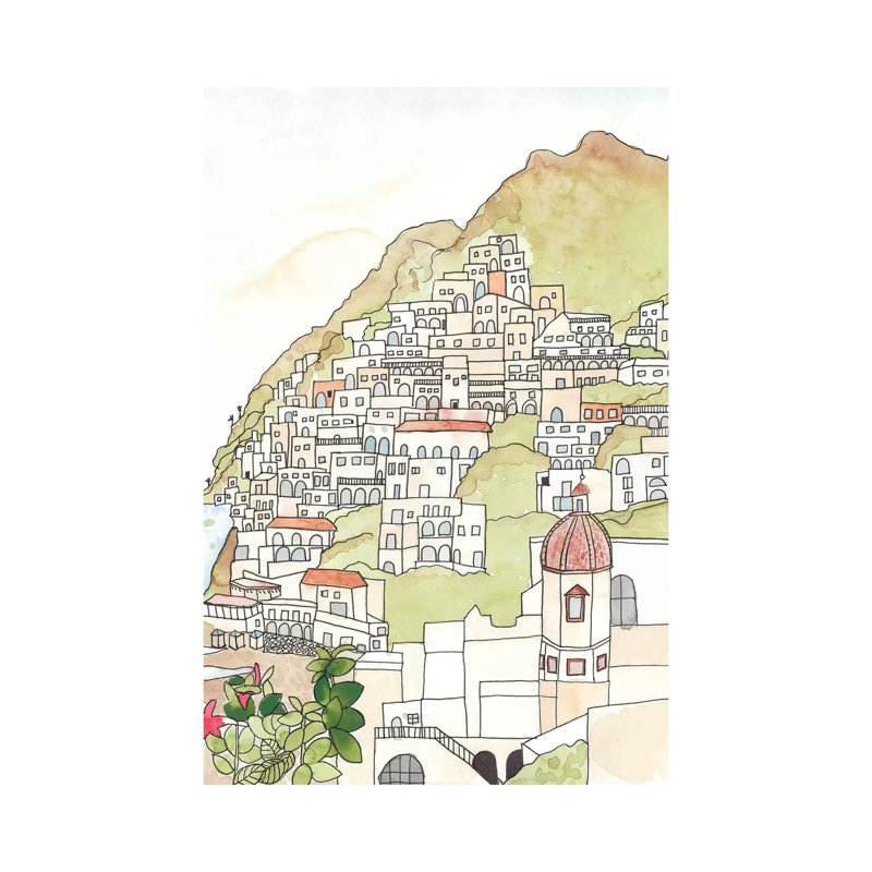Sketched Mediterranean Cityscape by Jen Bucheli - Wrapped Canvas Print, 20.32 cm H x 30.48 cm W