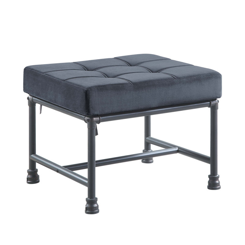 Repose-pieds Brantley en velours gris et finition gris sable