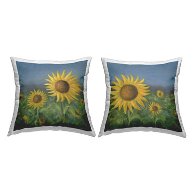 Gorgeous Sunflower Field Printed Outdoor Throw Pillow Design by Lil' Rue (Set of 2)