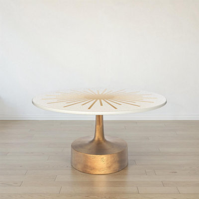 Vivian Luxe Aluminum and Marble CoffeeTable, Gold