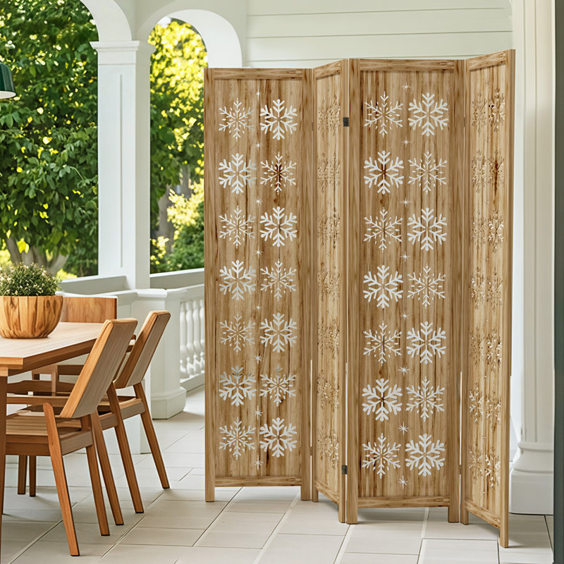 Paravent de 67 po à 4 panneaux de cloison en bois pliable pour la maison, 4, 67" H x 63" W x 1" D