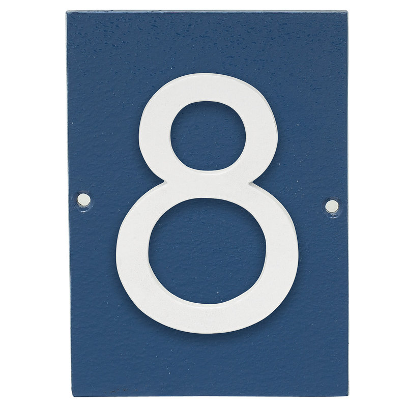 Plaque d’adresse murale sur 1 ligne flottante, Bleu mer, Blanc, Oui