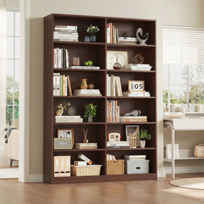Geng 74.3"H X 47.2"W Wood Double 6-Tier Standard Bookcase