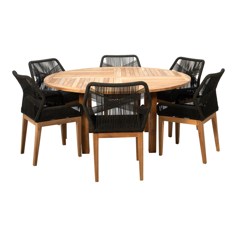 Veeda 7 - Piece Dining Set, Black/Brown