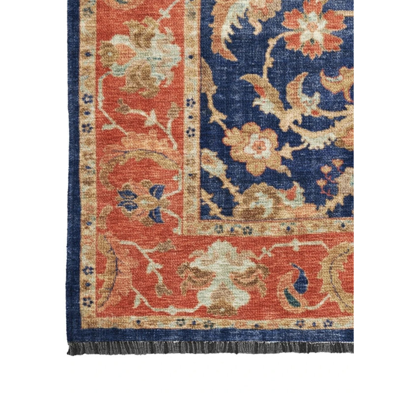 Tarango Oriental Orange Machine Woven Cotton Polyester Area Rug Tarango, Rectangle 5'3" x 7'7"