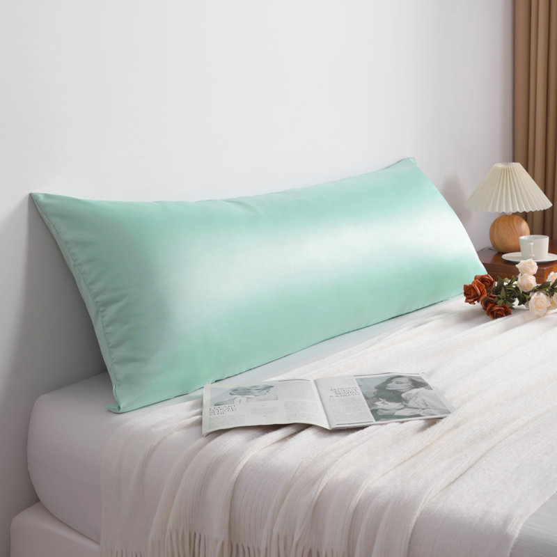 Satin Body Pillow Pillowcase, Hidden Zippered Pillow Cover, Slip Cooling - NTBAY, Cyan