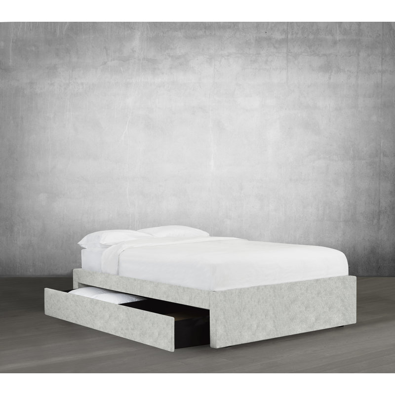 Lit plateforme avec rangement rembourré Halewood, Argent, Très grand