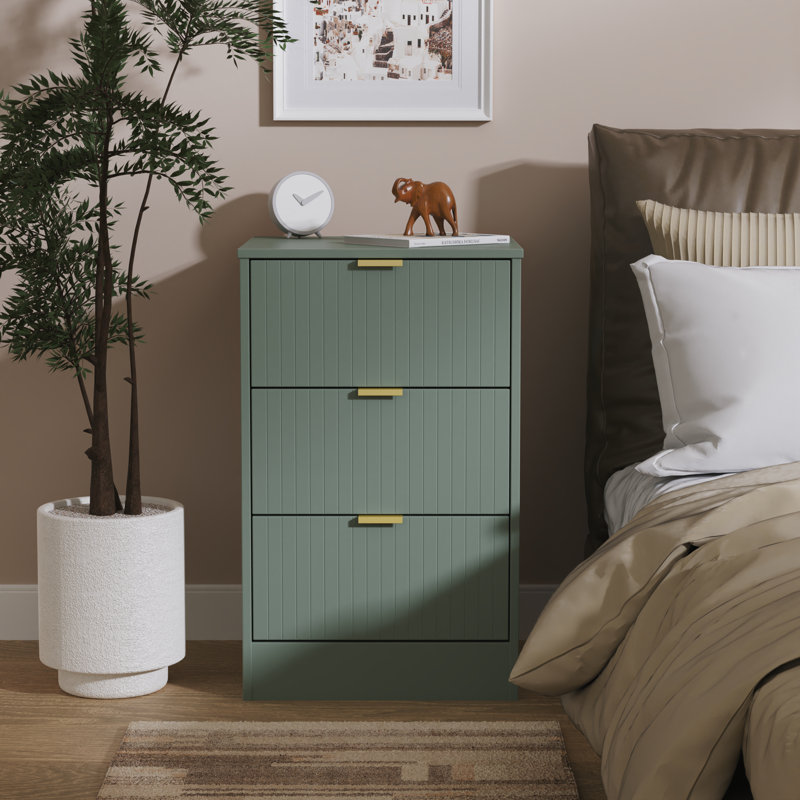 Atsumi 45cm W Manufactured Wood Bedside Table, Reed Green