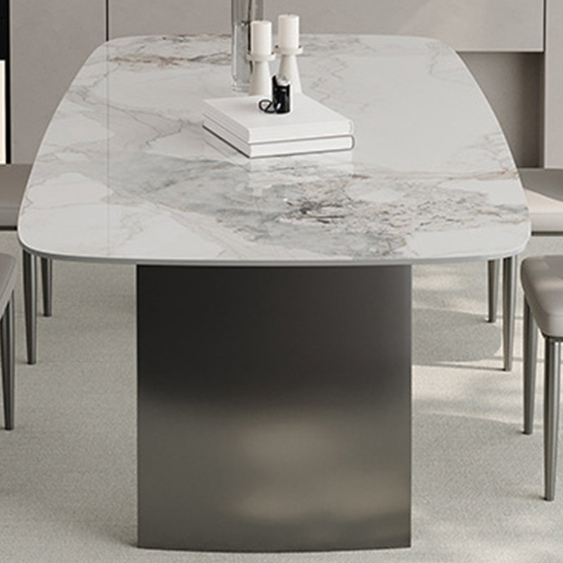 Italian Rock Slab Dining Table and Chair Set, 29.52"H x 55.11"L x 31.49"W