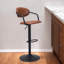 Chaise de bar pivotante à hauteur réglable à dossier bas en acier brun et noir