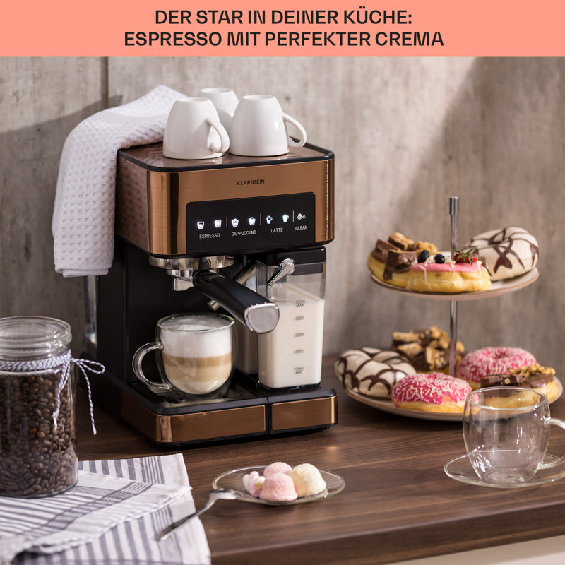 Arabica Comfort espresso machine 1350W 20 bar 1.8 L touch control panel, Brown