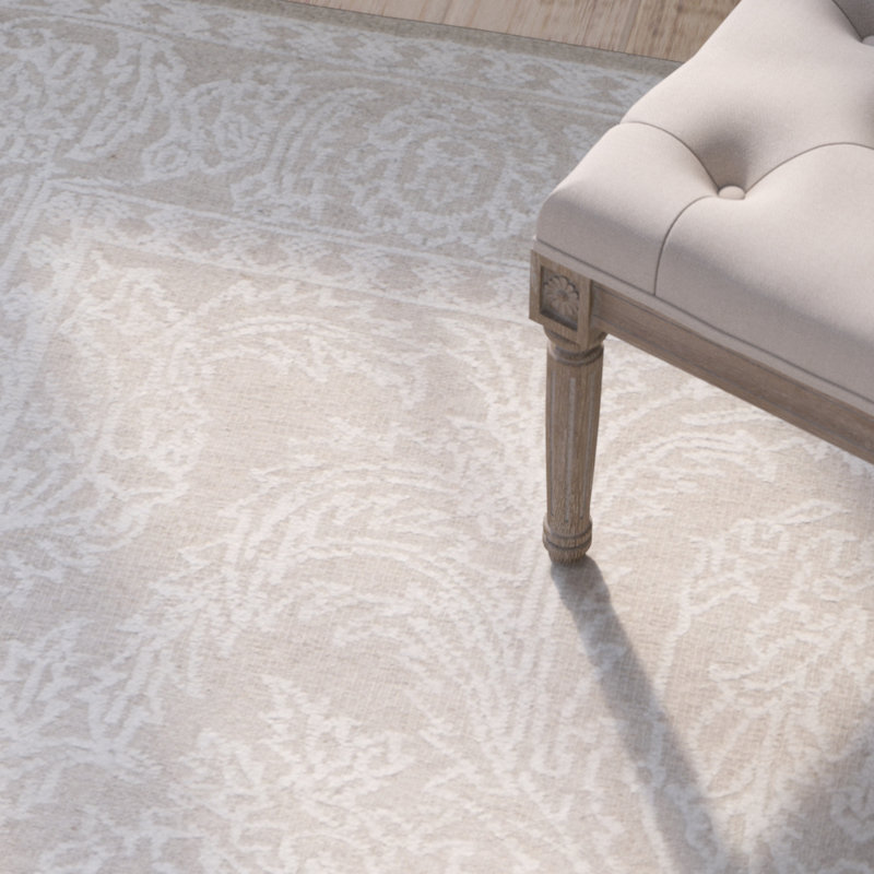 Tapis en soie de bambou en laine noué à la main Mathieu, Rectangle 6 pi x 9 pi