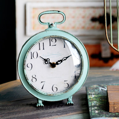 Analog Quartz Movement / Crystal Tabletop Clock in Turquoise